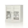thumbnail image 1 of 100% Solid Wood 32" Bathroom Cabinet with Frosted Glass Doors, 2-Drawers and Adjustable Shelves, 1 of 1