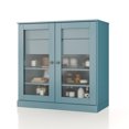 thumbnail image 1 of 100% Solid Wood 32" Bathroom Cabinet with Frosted Glass Doors, 2-Drawers and Adjustable Shelves, 1 of 1