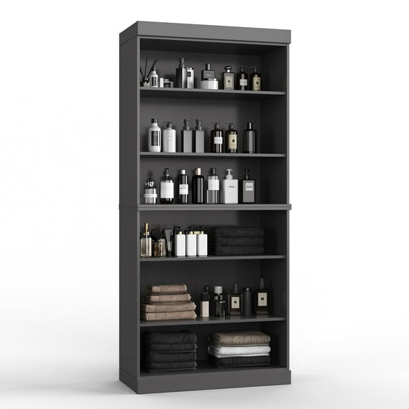 Palace Imports 100% Solid Wood 32" Bathroom Cabinet with Frosted Glass Doors, 2-Drawers and Adjustable Shelves, Gray