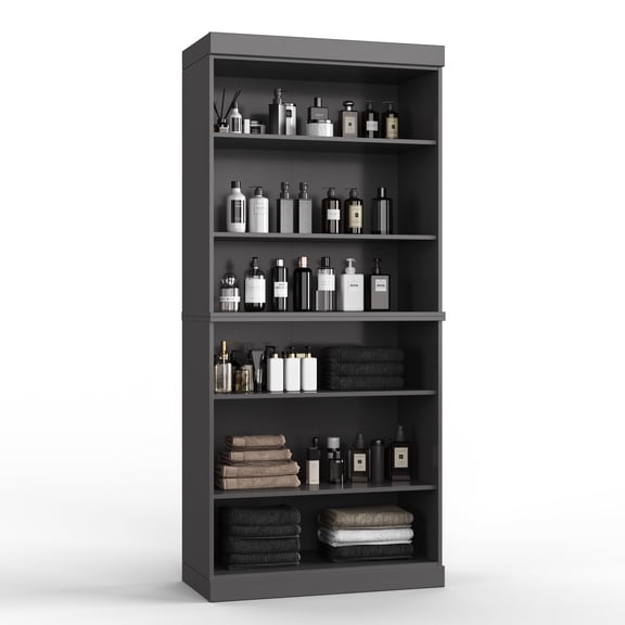 Palace Imports 100% Solid Wood 32" Bathroom Cabinet with Frosted Glass Doors, 2-Drawers and Adjustable Shelves, Gray