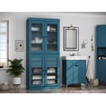 thumbnail image 1 of 100% Solid Wood 32" Bathroom Cabinet with Frosted Glass Doors and 2-Drawers, 1 of 6