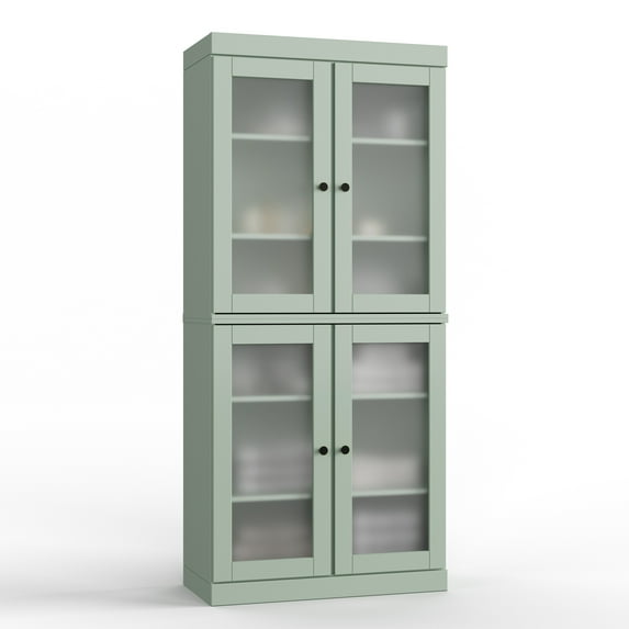 Palace Imports 100% Solid Wood 32" Bathroom Cabinet with Frosted Glass Doors and Adjustable Shelves, Sage