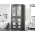thumbnail image 1 of 100% Solid Wood 32" Bathroom Cabinet with Frosted Glass Doors and Adjustable Shelves, 1 of 6
