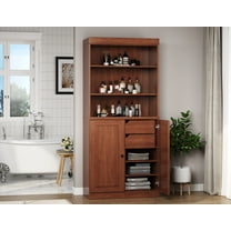 100% Solid Wood 32" Bathroom Cabinet with Solid Doors, 2-Drawers and Adjustable Shelves