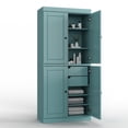 thumbnail image 1 of 100% Solid Wood 32" Bathroom Cabinet with Solid Doors, 2-Drawers and Adjustable Shelves, 1 of 8