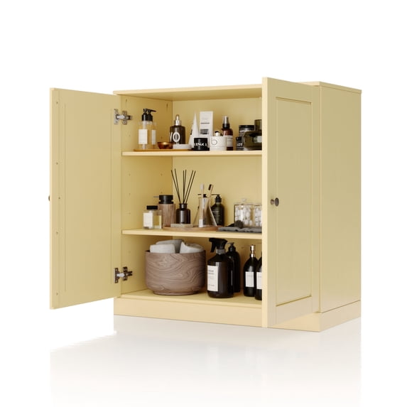100% Solid Wood 32" Bathroom Cabinet with Solid Doors and Adjustable Shelves