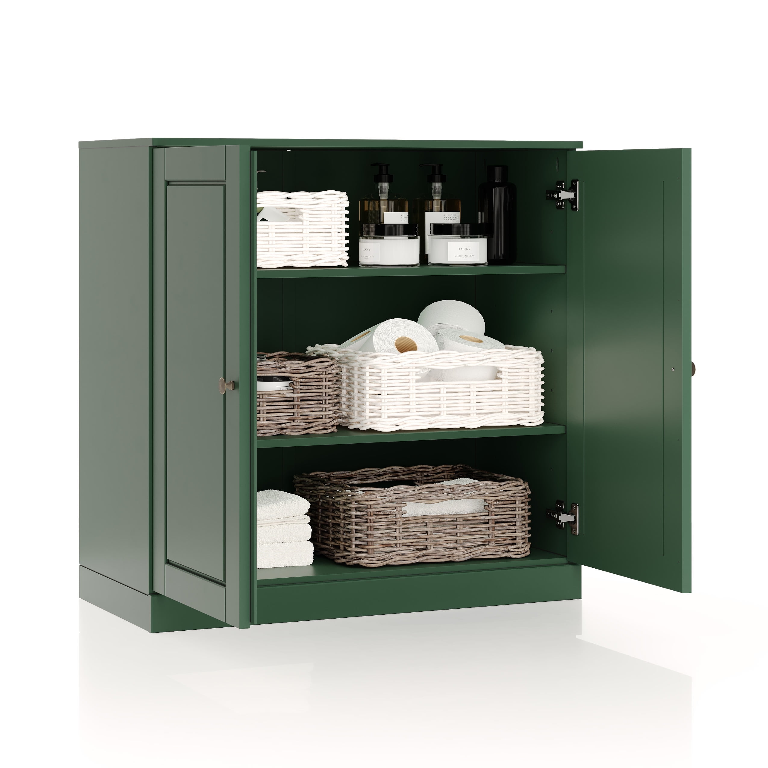 100% Solid Wood 32" Bathroom Cabinet with Solid Doors and Adjustable Shelves