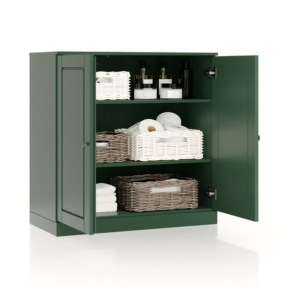 100% Solid Wood 32" Bathroom Cabinet with Solid Doors and Adjustable Shelves