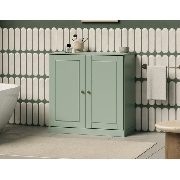 100% Solid Wood 32" Bathroom Cabinet with Solid Doors and Adjustable Shelves