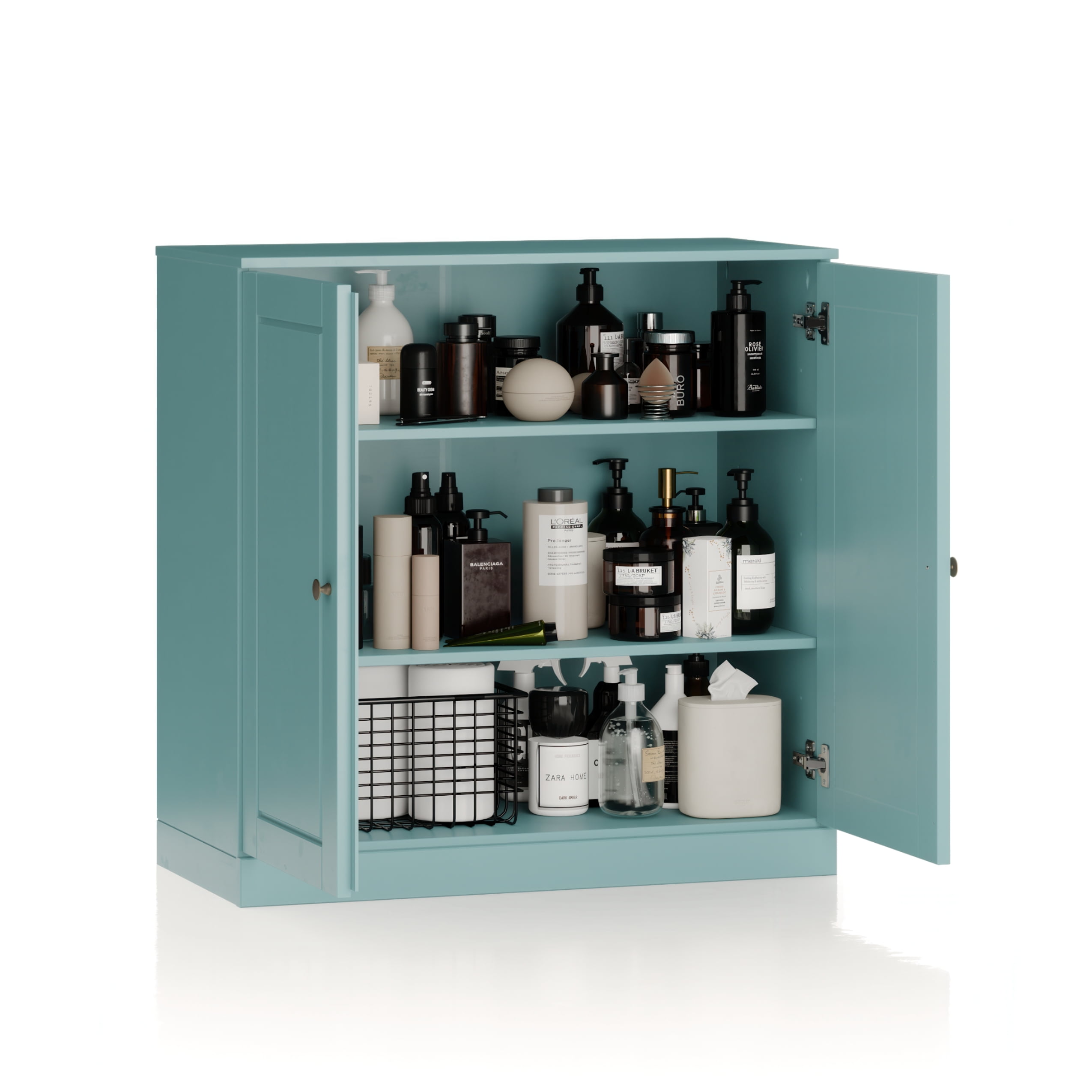 100% Solid Wood 32" Bathroom Cabinet with Solid Doors and Adjustable Shelves
