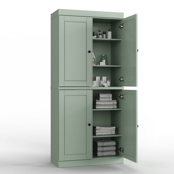 100% Solid Wood 32" Bathroom Cabinet with Solid Doors and Adjustable Shelves