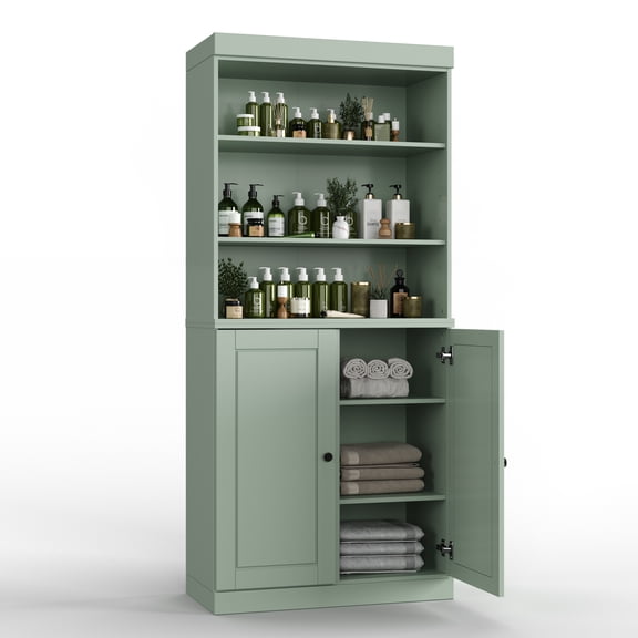 100% Solid Wood 32" Bathroom Cabinet with Solid Doors and Adjustable Shelves
