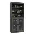 thumbnail image 1 of Palace Imports 100% Solid Wood 32" Pantry Cabinet with Clear Glass Doors and Adjustable Shelves, Gray, 1 of 6