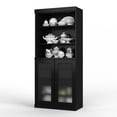 thumbnail image 1 of Palace Imports 100% Solid Wood 32" Pantry Cabinet with Frosted Glass Doors, 2-Drawers and Adjustable Shelves, Black, 1 of 7