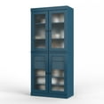 thumbnail image 1 of Palace Imports 100% Solid Wood 32" Pantry Cabinet with Frosted Glass Doors, 2-Drawers and Adjustable Shelves, Teal Blue, 1 of 6