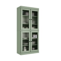 Palace Imports 100% Solid Wood 32" Pantry Cabinet with Frosted Glass Doors and Adjustable Shelves, Sage