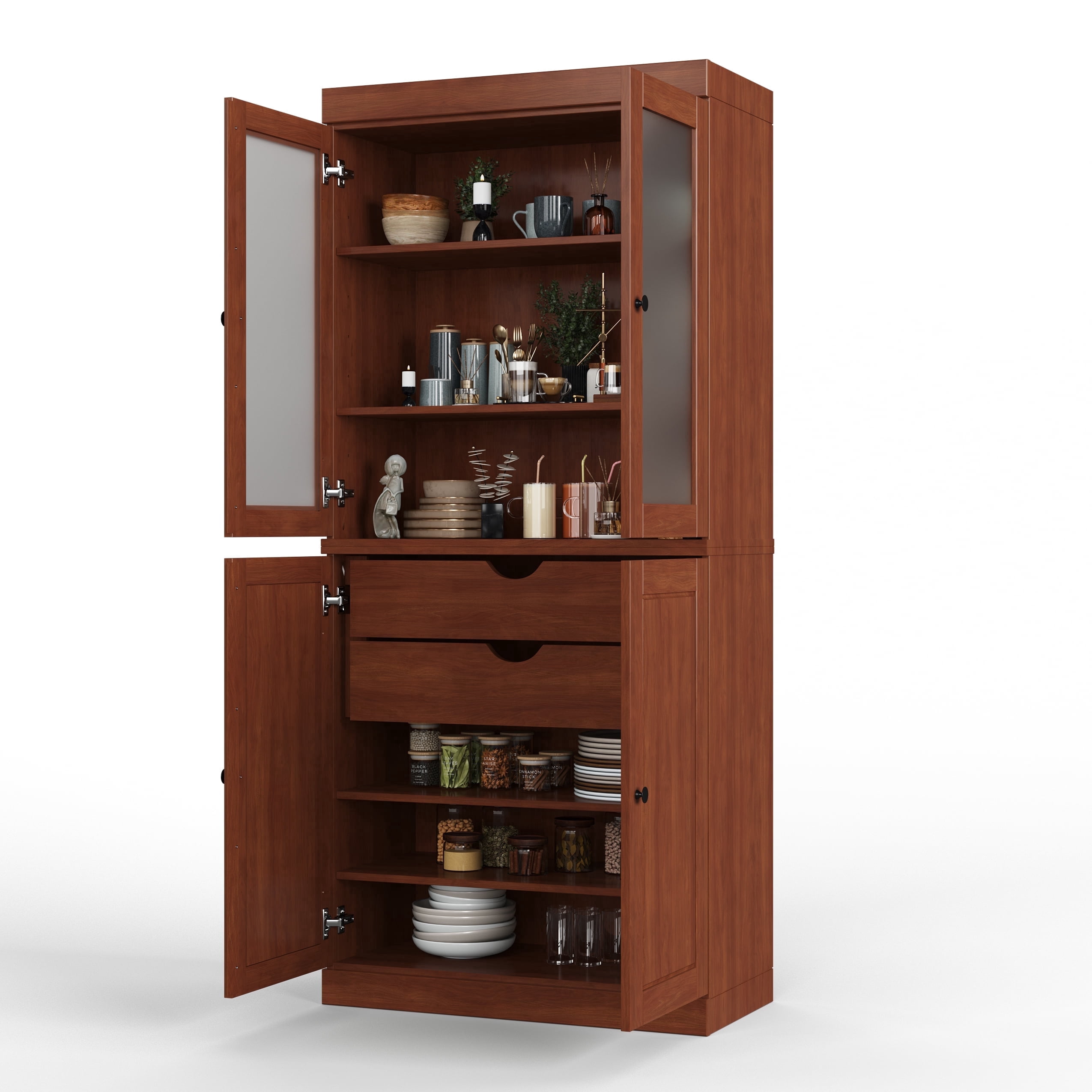 Palace Imports 100% Solid Wood 32" Pantry Cabinet with Solid, Frosted ...