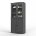 thumbnail image 1 of Palace Imports 100% Solid Wood 32" Pantry Cabinet with Solid, Frosted Glass Doors and Adjustable Shelves, Gray, 1 of 5