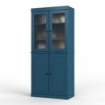 thumbnail image 1 of Palace Imports 100% Solid Wood 32" Pantry Cabinet with Solid, Frosted Glass Doors and Adjustable Shelves, Teal Blue, 1 of 5