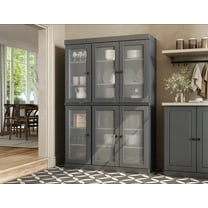 100% Solid Wood 48.5" Pantry China Cabinet with Frosted Glass Doors and Adjustable Shelves