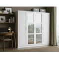 thumbnail image 1 of 100% Solid Wood Cosmo 4-Door Wardrobe with Mirrored Doors, 1 of 6