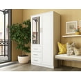thumbnail image 1 of 100% Solid Wood Metro 2-Door Wardrobe with Mirrored Door, 1 of 7