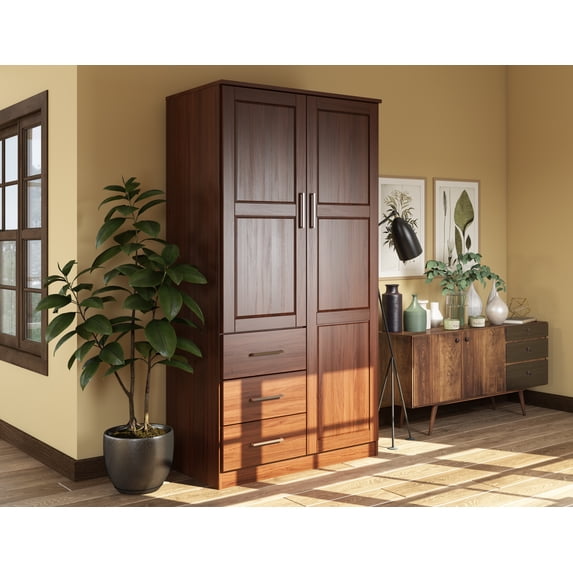 100% Solid Wood Metro 2-Door Wardrobe
