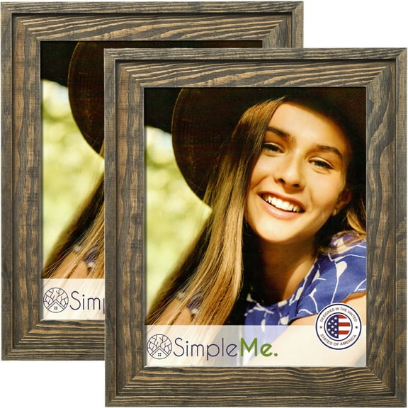 100% Solid Wood Picture Frames 4x6 with Glass 2 Pack - Rustic Wooden Photo Frame for Wall or Tabletop Display, Grey