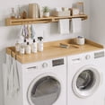 Solid Tech Countertop 100% Solid Wood Set Washer Dryer Countertop with Wall Shelf, 2-in-1 ...