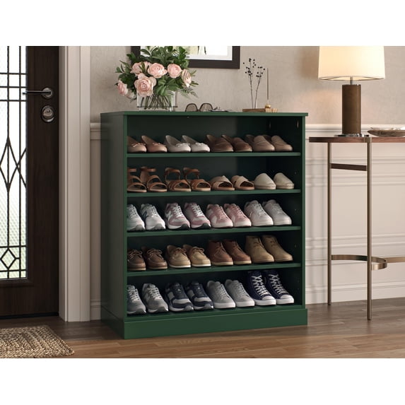 100% Solid Wood Shoe Cabinet Storage with Adjustable Shelves - Space ...