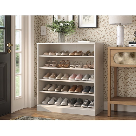 100% Solid Wood Shoe Cabinet Storage with Adjustable Shelves - Space ...