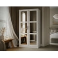 thumbnail image 1 of 100% Solid Wood Urban 2-Door Wardrobe Armoire with Mirrored Doors, 1 of 4