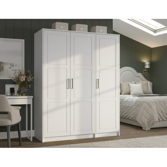 100% Solid Wood Urban 3-Door Wardrobe Armoire