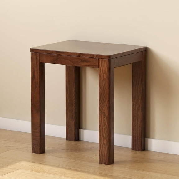 100% Solid Wood Walnut Stool, Ottoman Footrest or Vanity Chair for Entryway, Dining, Bedroom, or Makeup Area, No Cushion