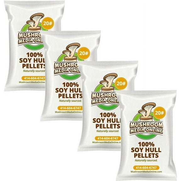 100% Soybean Hull Mushroom Pellets (Substrate) - 80 Pounds (4 x 20 Pound Bags)
