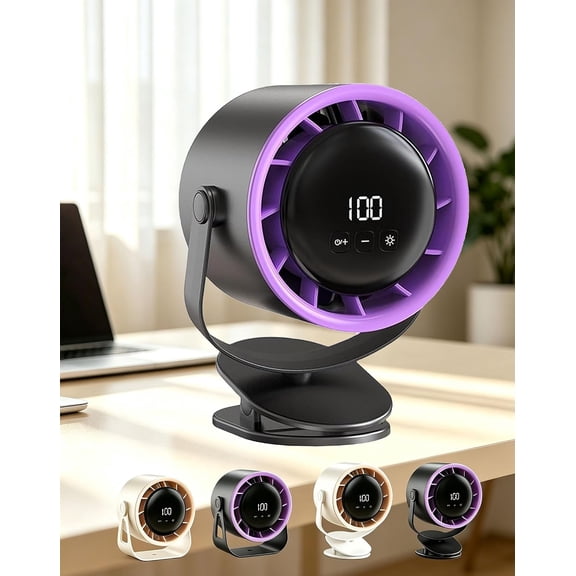 100-Speed High Velocity Hanging Circulating Fan (Purple-B) | Portable USB Rechargeable Circulating Fan with 100 Adjustable Speeds, 360° Rotation LED Display for Camping Patio & Outdoor