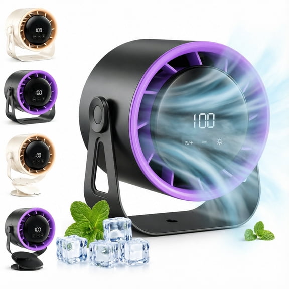 100-Speed High Velocity Hanging Circulating Fan, Rechargeable Wall Mount Mini Circulator Fan, Adjustable Airflow, Ultra Quiet Portable Fans for Bedroom, Patio, Camping & Home