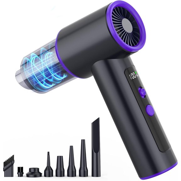 100-Speed Stepless Adjustable Mini Vacuum Cleaner: 16000PA Strong Suction Cordless Hand Held Car Vacuum and Air Duster with Digital Display Keyboard Vac for Sewing Machine Home Office Pet Hair