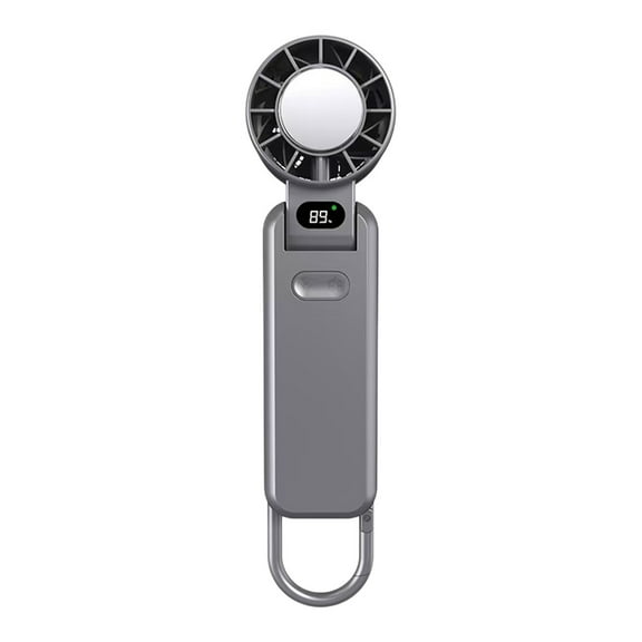 100-Speed USB Rechargeable Ice Cooling Fan - 7in Vertical Air Circulator with Foldable Base, 5000mAh Battery Mini Desktop Fan for Indoor/Outdoor (Gray)​