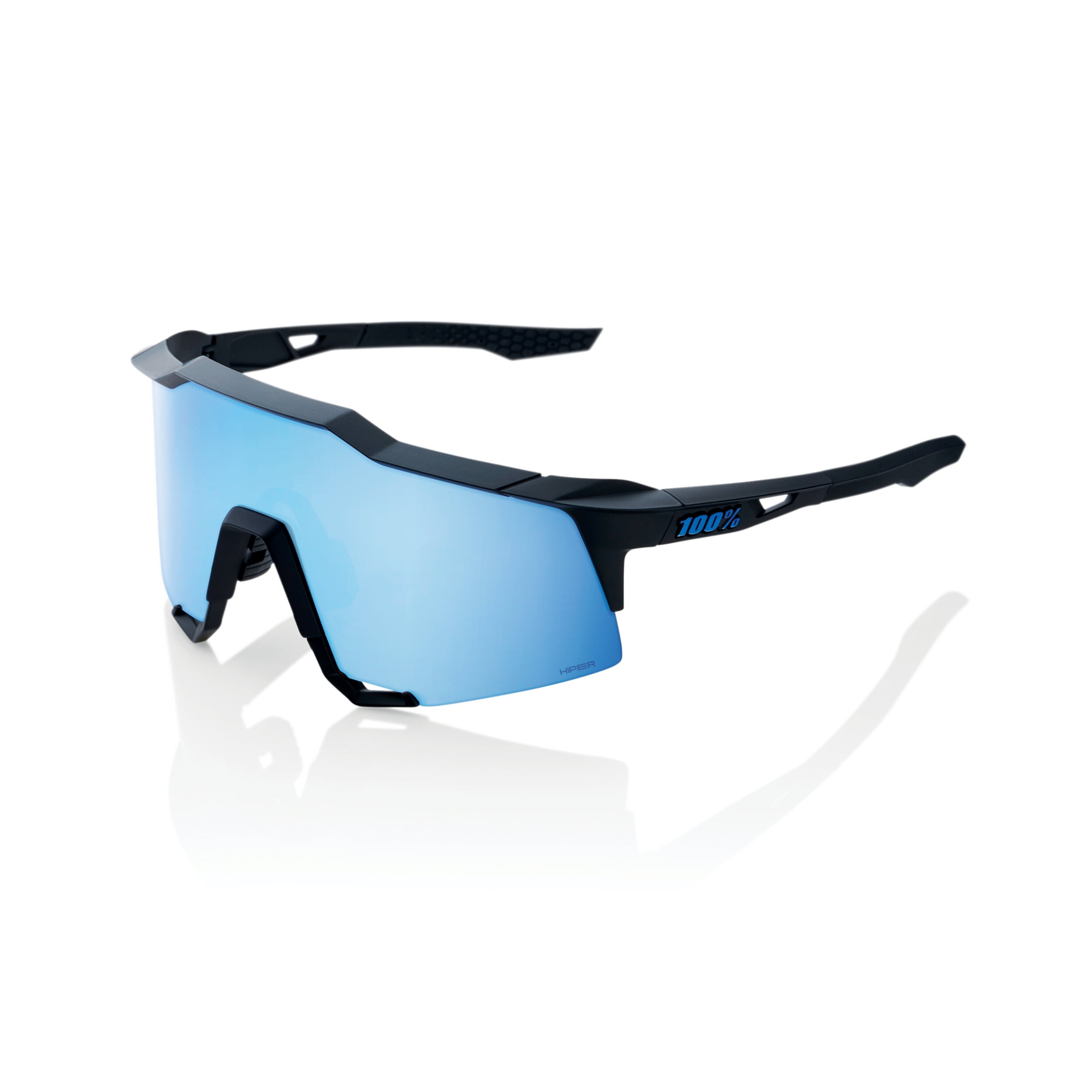 100% Speedcraft Sunglasses - Matte Black, HiPER Blue Mirror 100% Speedcraft Sunglasses - Matte Black, HiPER Blue Mirror