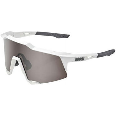 100% Speedcraft Sunglasses - Matte White, HiPER Silver Mirror Lens