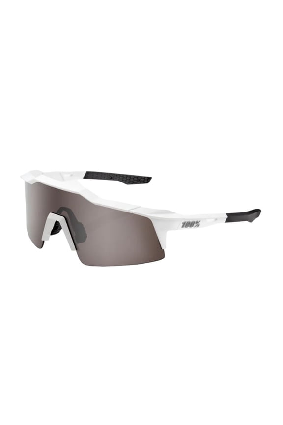 100 Percent Speedcraft SL HiPER Silver Mirror Lens Sunglasses with Shatterproof and Lightweight Grilamid TR90 Frame (Matte White)