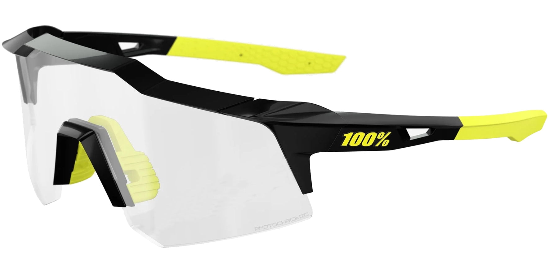 100% Speedcraft XS Gloss Black Photochromic Shield Sunglasses
