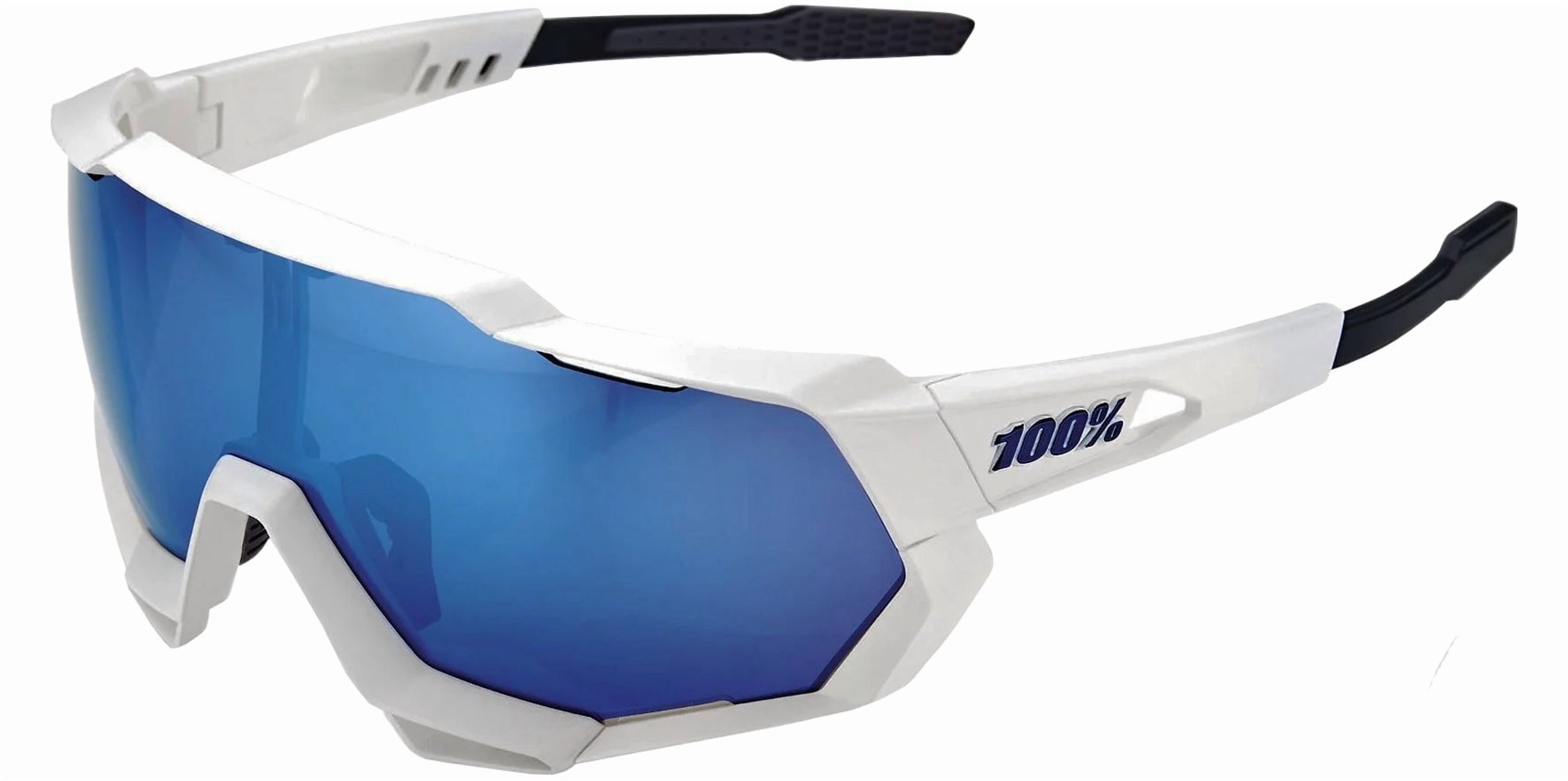 100% Speedtrap Matte White Unisex Shield Wrap Sunglasses with
