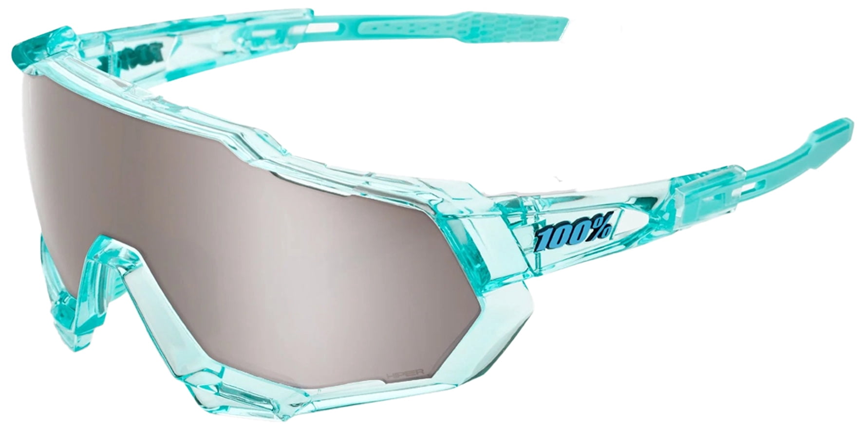 100% Speedtrap  Translucent Mint Shield Wrap Unisex Sunglasses with HiPER Silver Mirror Lens and Bonus Lens - 60012-00002 - Made in Korea