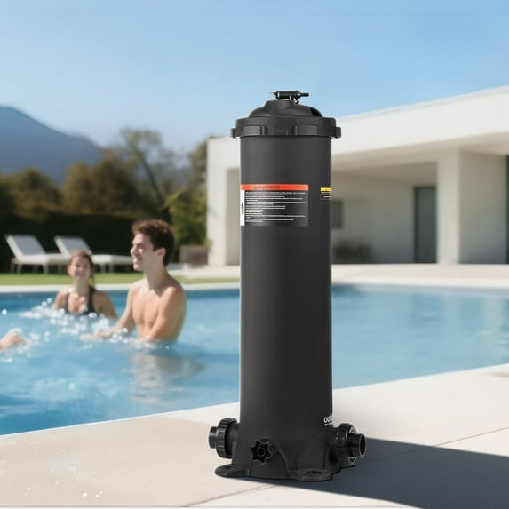 100 Square Foot Cartridge Pool Filter Pump System 6142 Gallons Per Hour with Valve for Efficient Pool Filtration