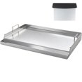thumbnail image 1 of 100% Stainless Steel Griddle, Universal Griddle for Gas Grills with Grease Groove, for Gas and Charcoal Grilling, Camping Parties and Gatherings, 23”×16”, 1 of 9