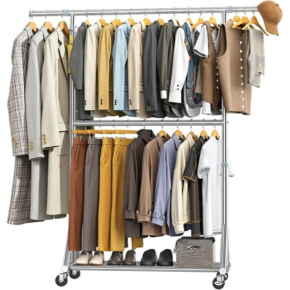 100% Stainless Steel Heavy Duty Clothes Rack Load 860LBS, Rolling ...