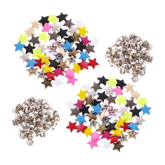 100 Star Rivets Fast Studs Fasteners for Leather Crafts Rivets