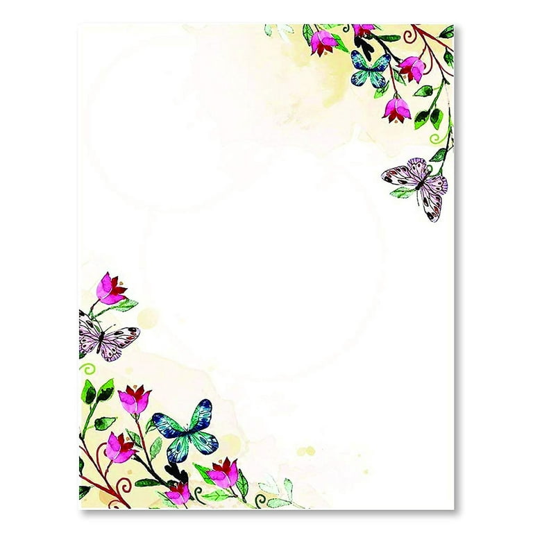 100 Stationery Writing Paper, with Cute Floral Designs Perfect for